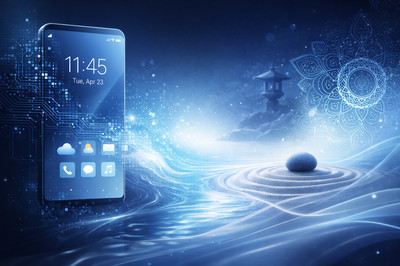 Abstract fusion of digital technology and meditation